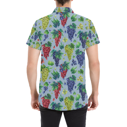 Grape Pattern Print Design GP06 Men's Short Sleeve Button Up Shirt