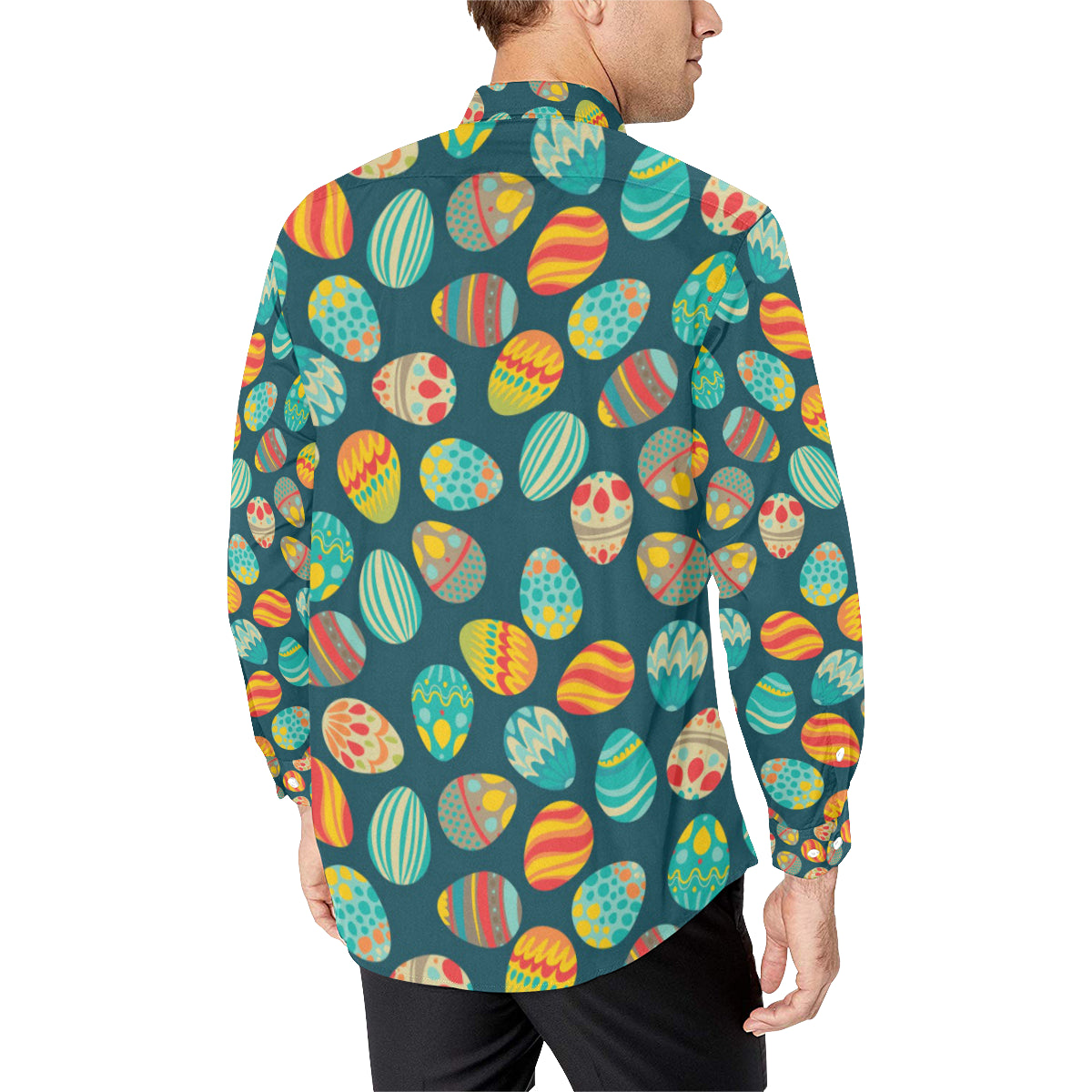 Easter Eggs Pattern Print Design RB09 Men's Long Sleeve Shirt