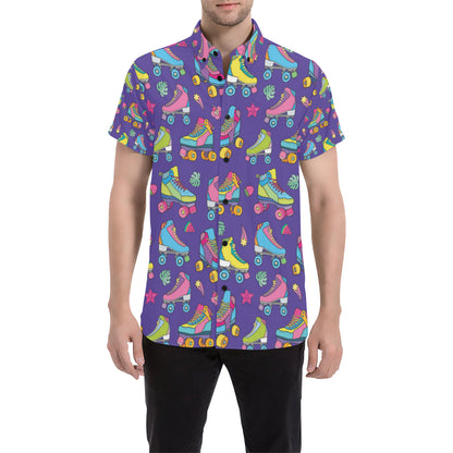 Roller skate Colorful Pattern Print Design A05 Men's Short Sleeve Button Up Shirt