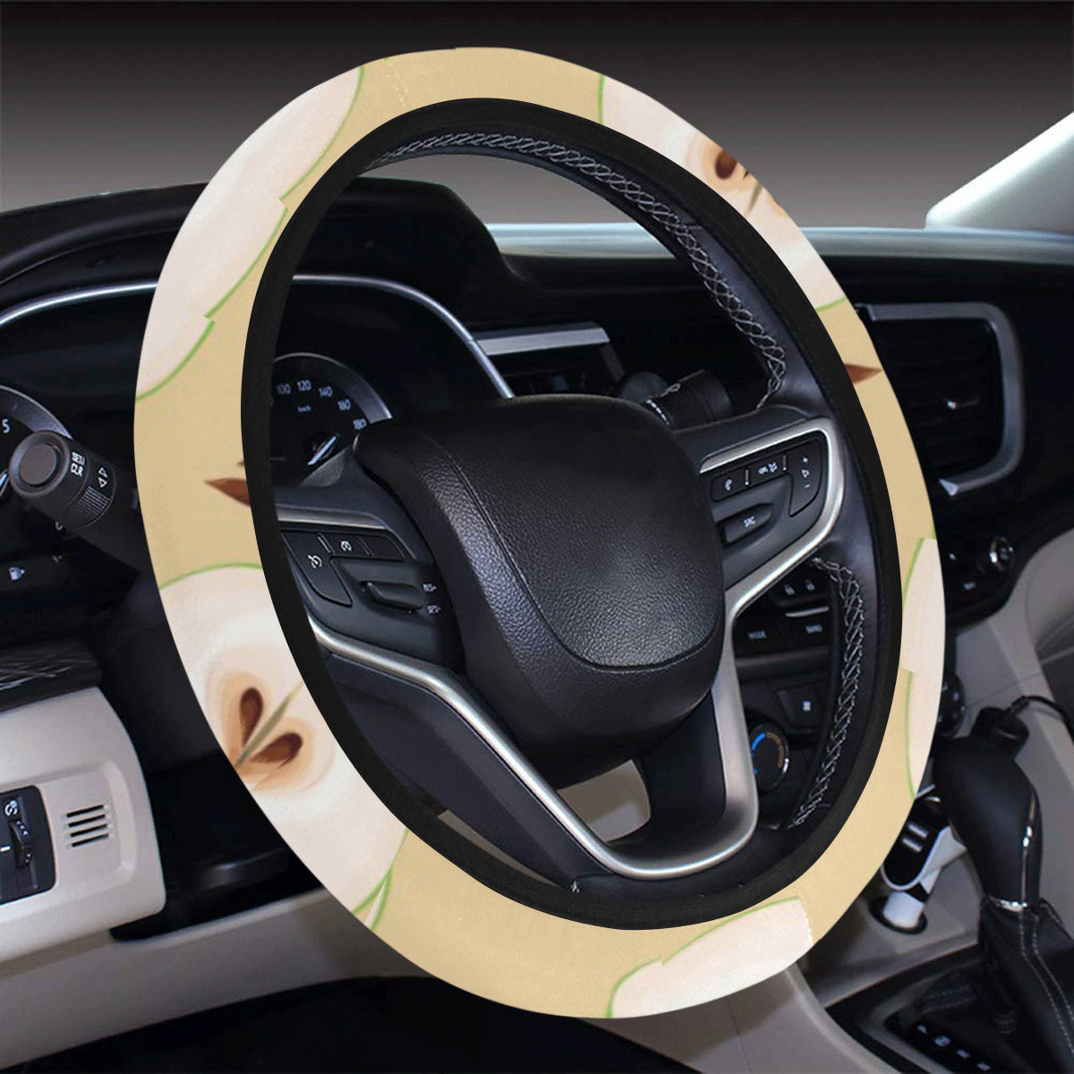 Apple Pattern Print Design AP07 Steering Wheel Cover with Elastic Edge