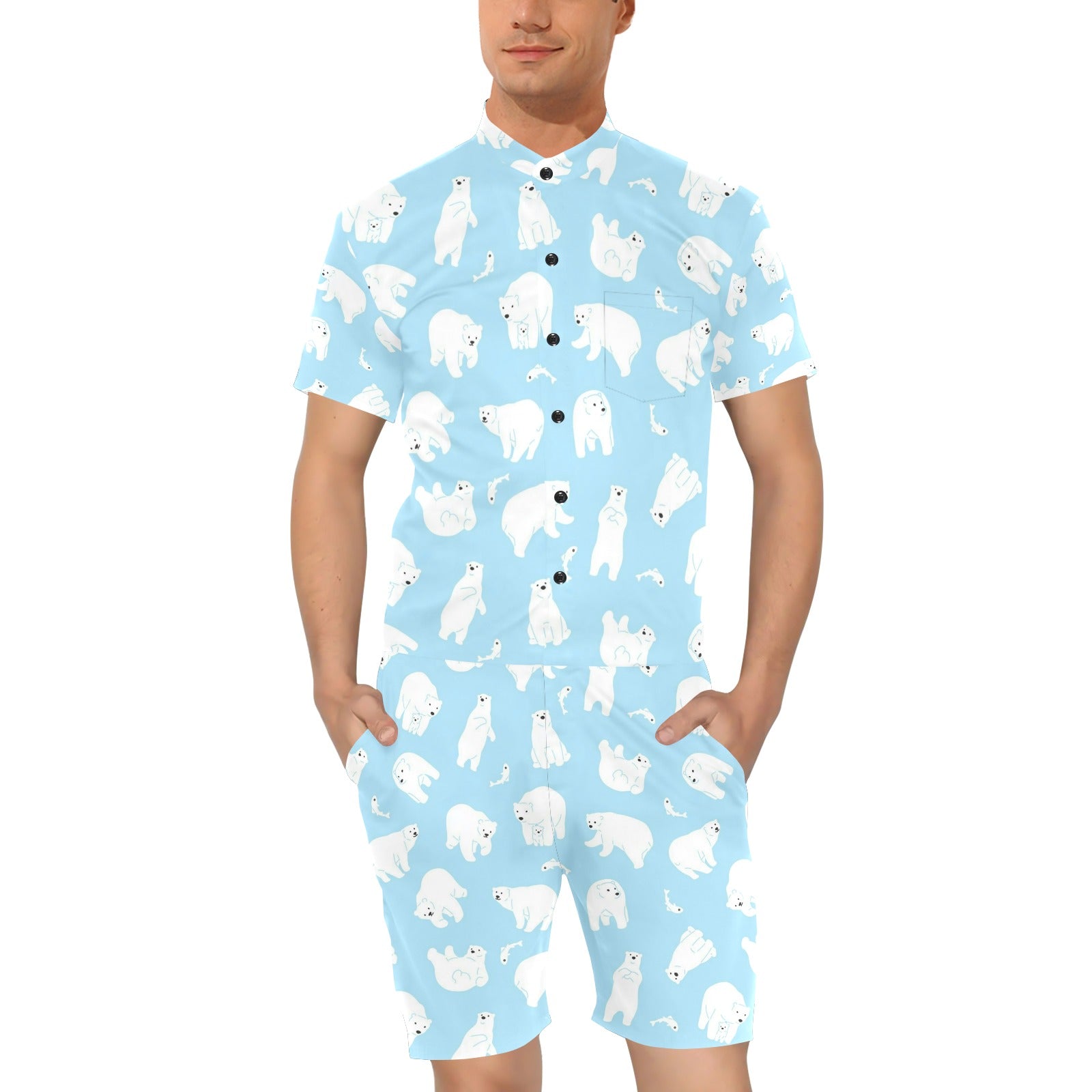 Polar Bear Pattern Print Design PB01 Men's Romper