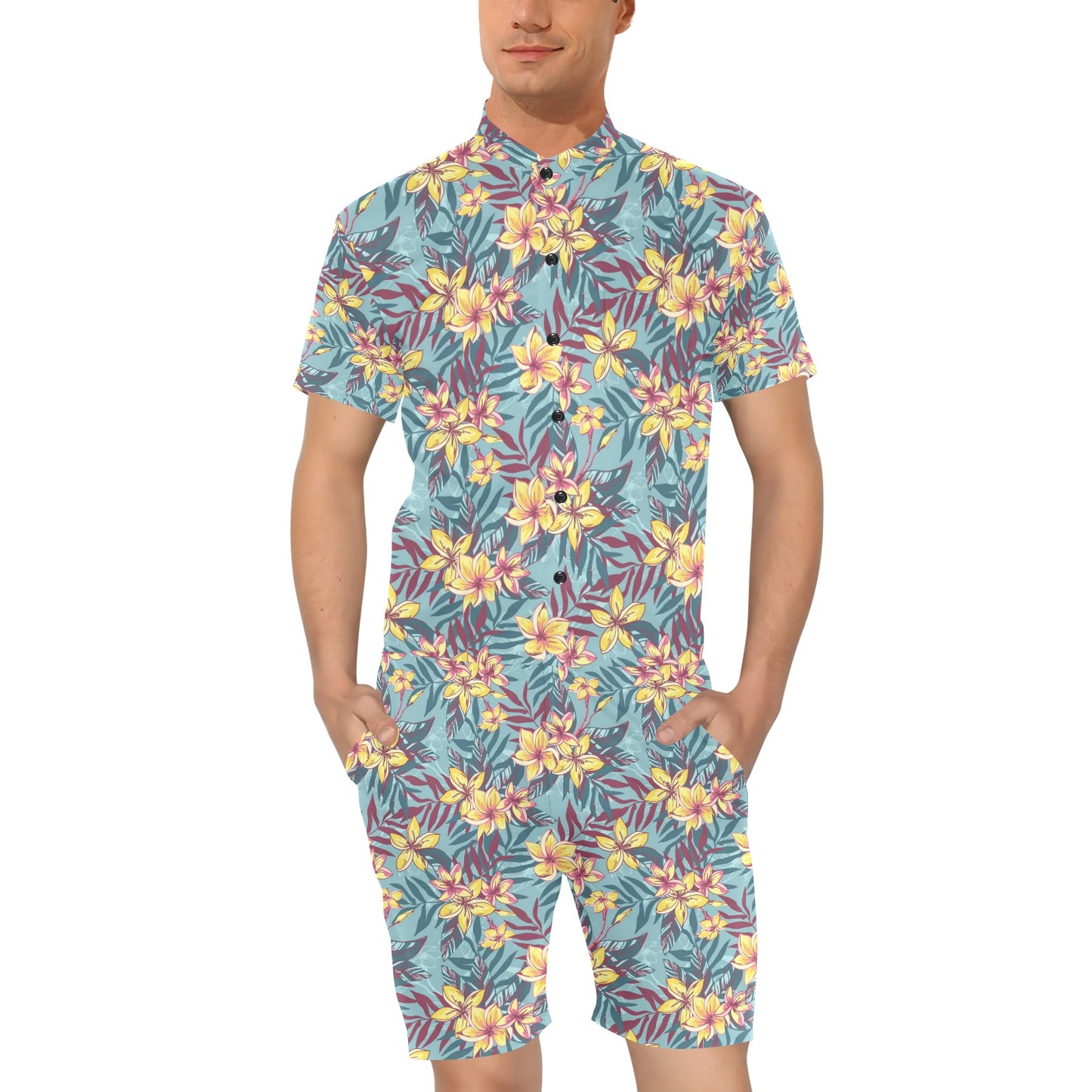 Summer Floral Print Design LKS304 Men's Romper
