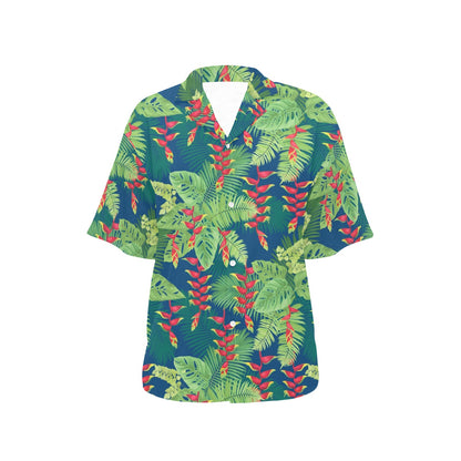 Heliconia Pattern Print Design HL08 Women's Hawaiian Shirt