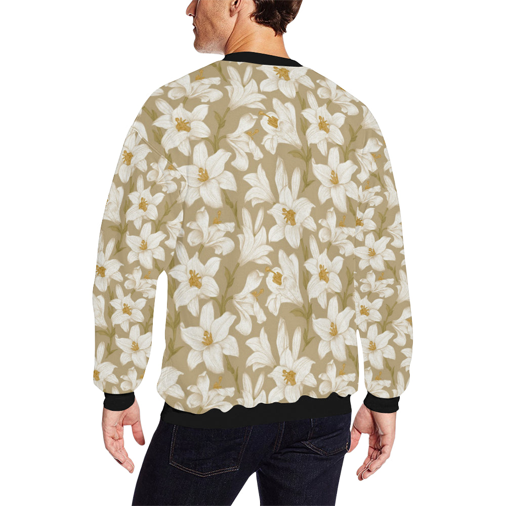 Lily Pattern Print Design LY07 Men Long Sleeve Sweatshirt