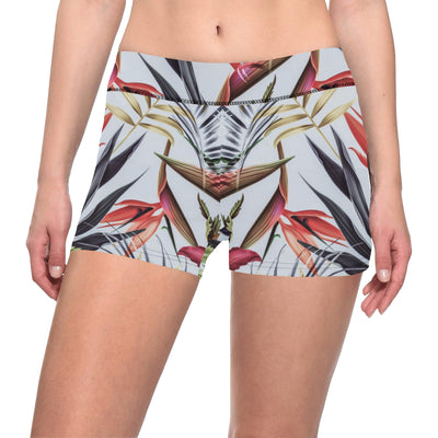 Tropical Flower Pattern Print Design TF021 Yoga Shorts