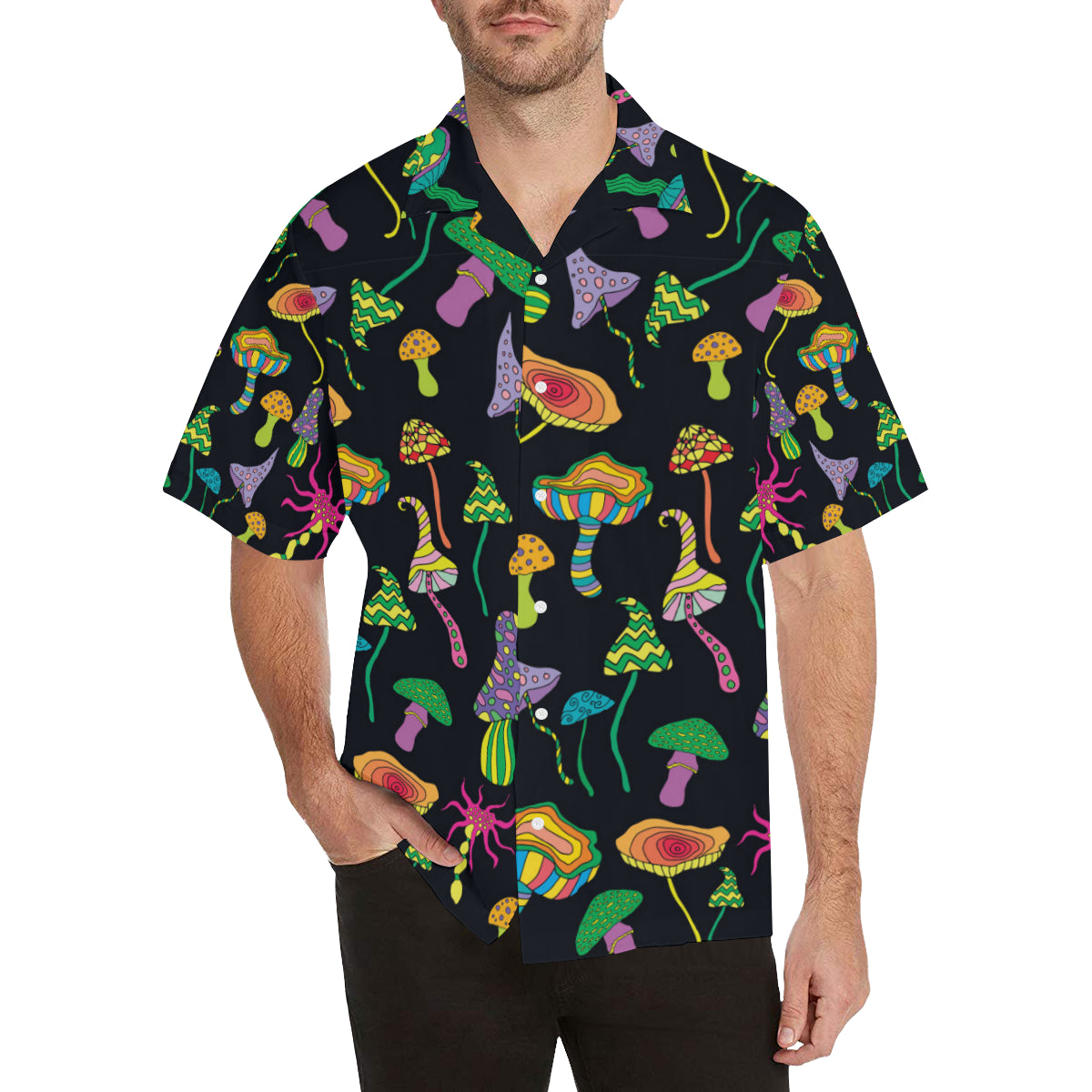 Psychedelic Mushroom Pattern Print Design A02 Men's Hawaiian Shirt