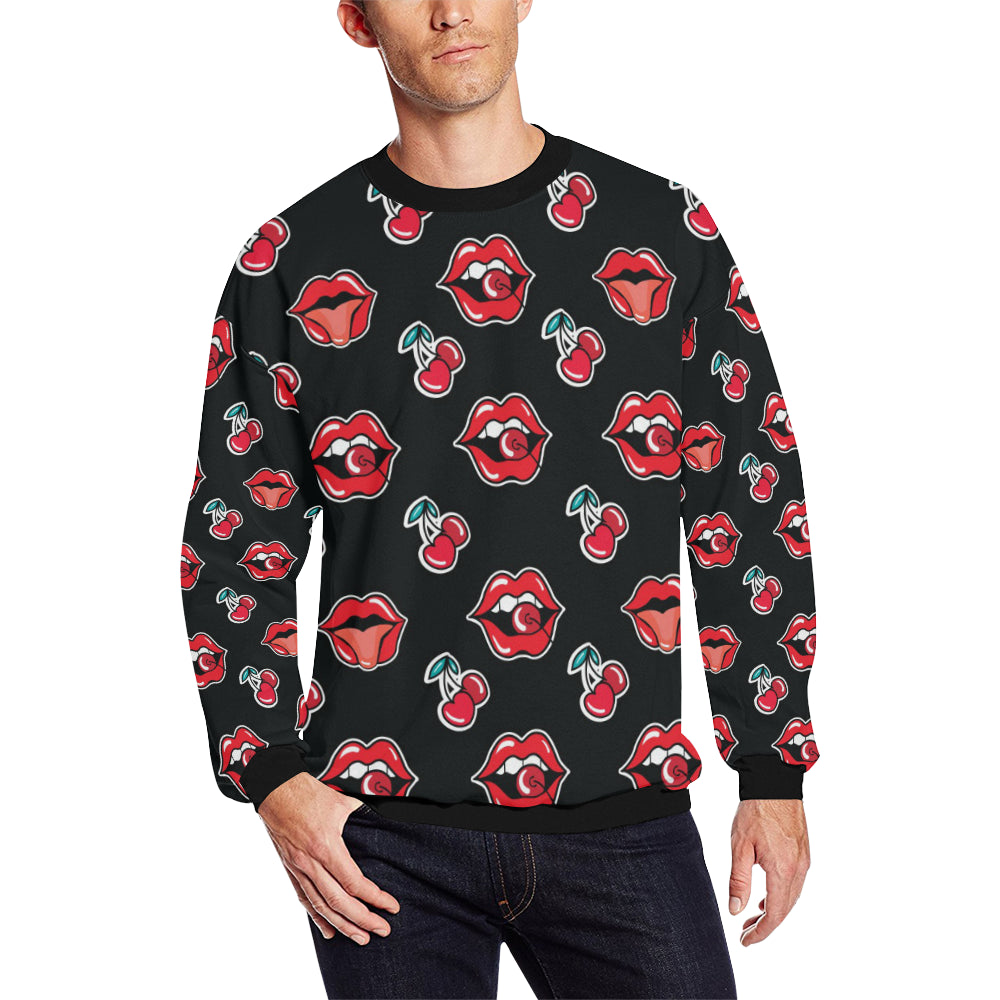 Cherry Pattern Print Design CH04 Men Long Sleeve Sweatshirt