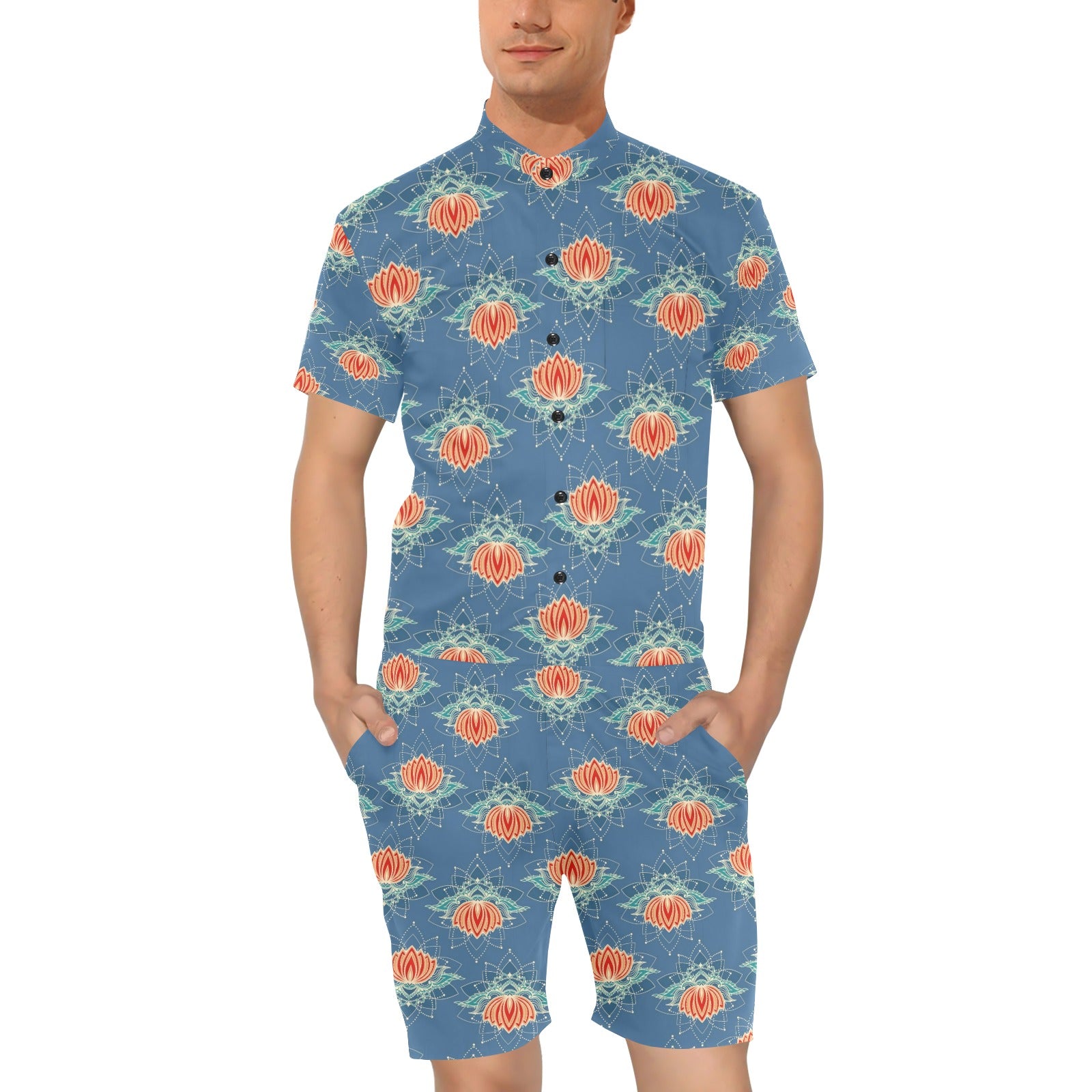 lotus Boho Pattern Print Design LO07 Men's Romper