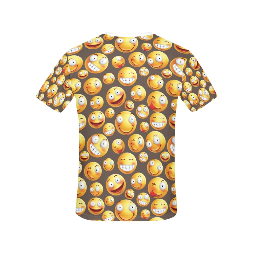 Smiley Face Emoji Print Design LKS303 Women's  T-shirt