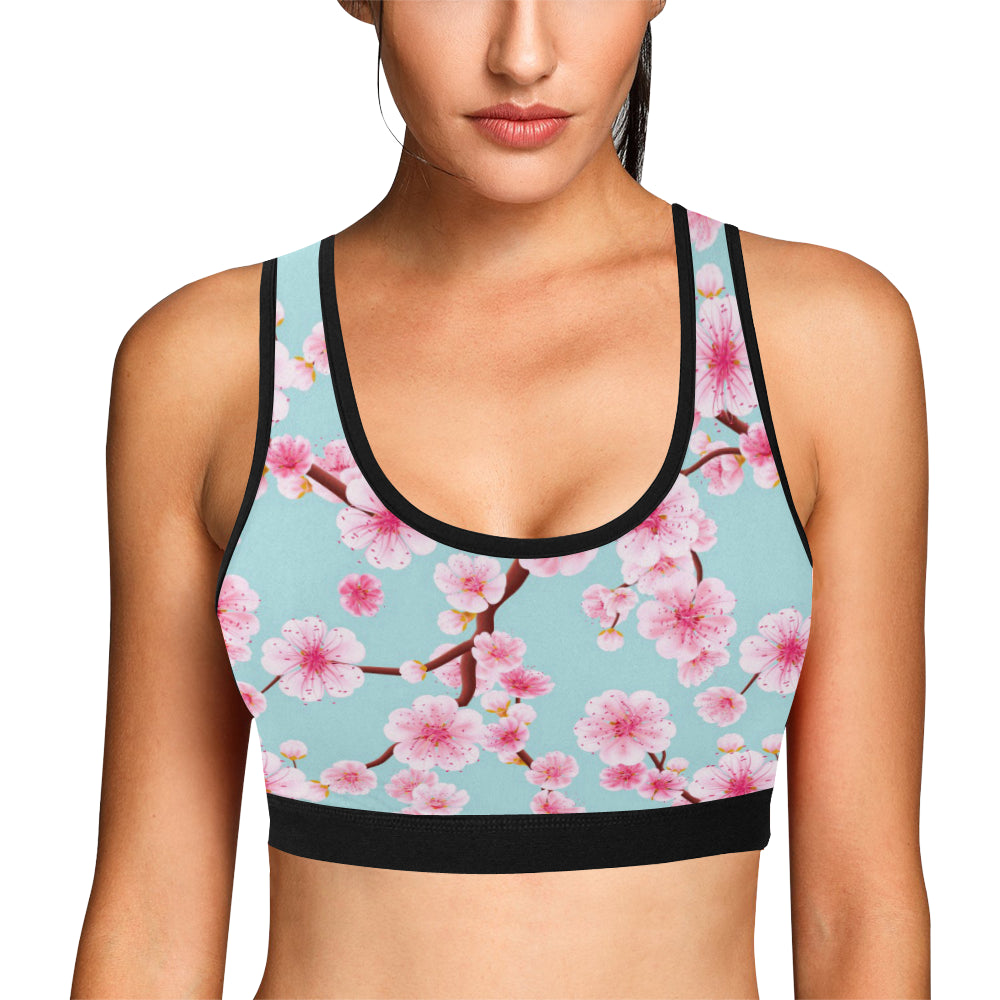 Cherry Blossom Pattern Print Design CB04 Sports Bra