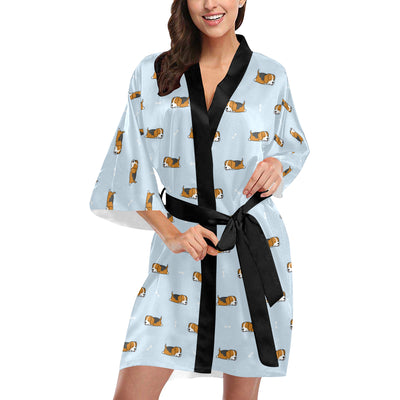 Beagle Pattern Print Design 06 Women's Short Kimono