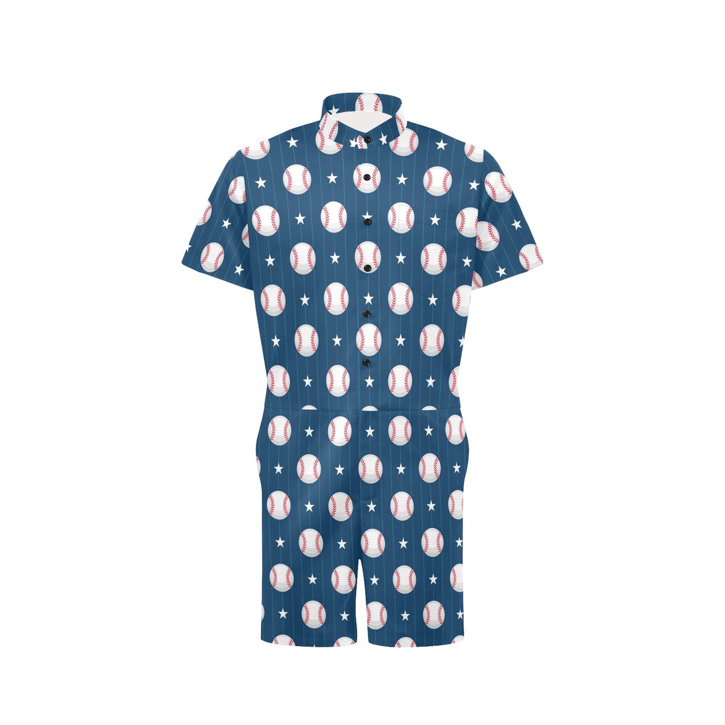 Baseball Star Print Pattern Men's Romper