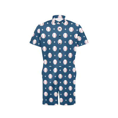 Baseball Star Print Pattern Men's Romper