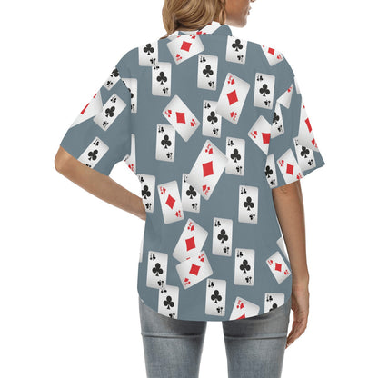 Poker Cards Pattern Print Design A05 Women's Hawaiian Shirt