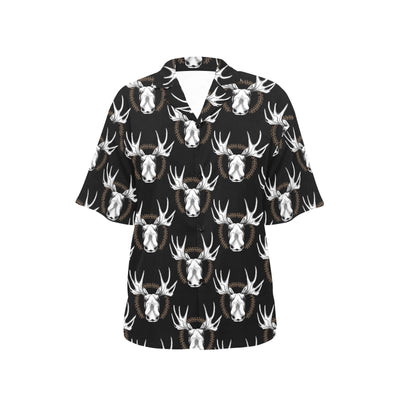 Moose Pattern Print Design 02 Women's Hawaiian Shirt