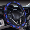 Skull Roses Neon Design Themed Print Steering Wheel Cover with Elastic Edge