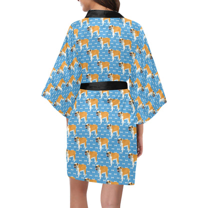Bulldogs Pattern Print Design 06 Women's Short Kimono