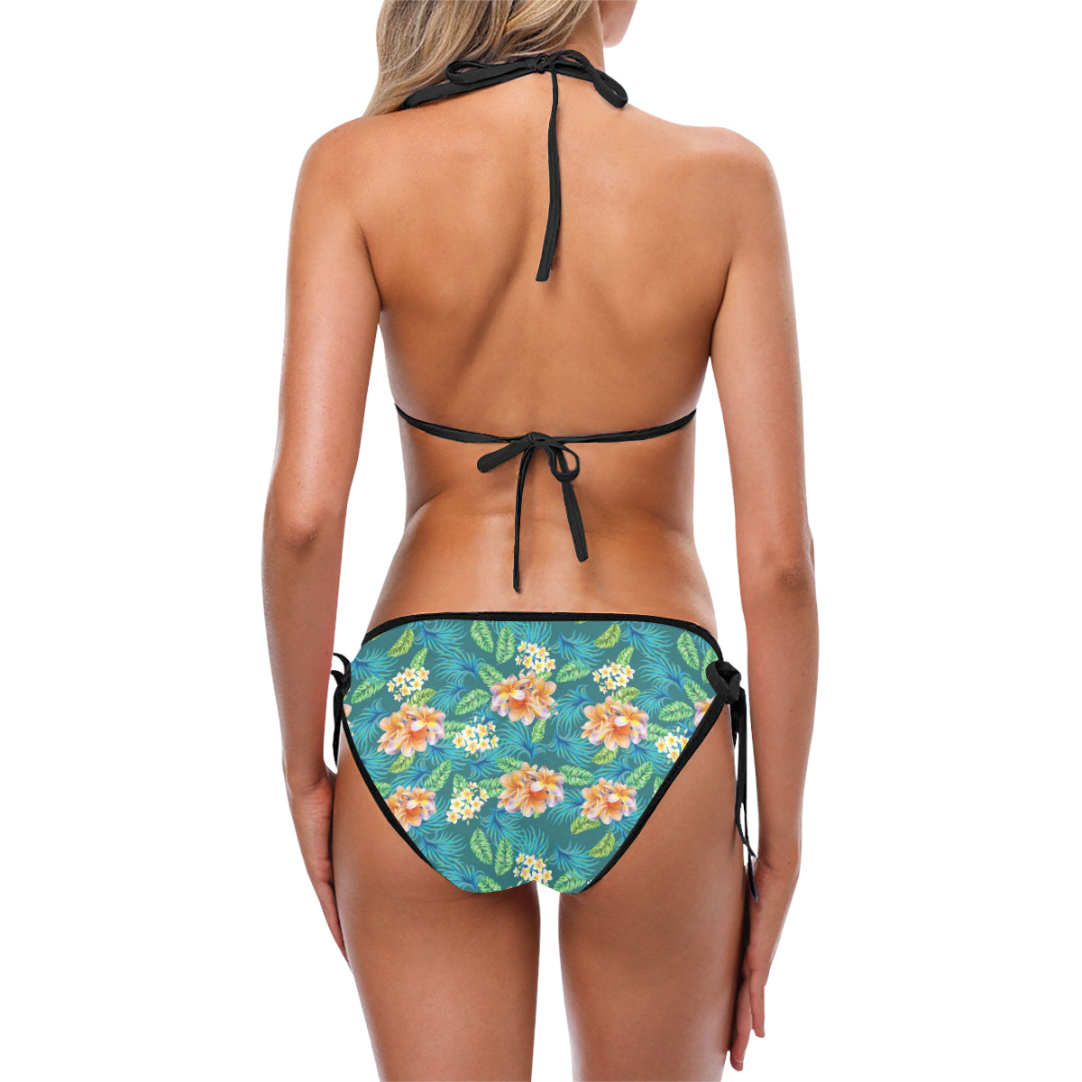 Plumeria Tropical Flower Design Print Bikini