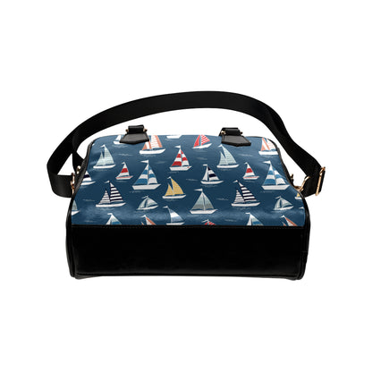 Sailing Ships Pattern Print Design A04 Shoulder Handbag