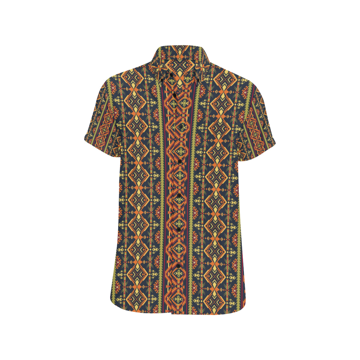 Kente Classic Design African Print Men's Short Sleeve Button Up Shirt