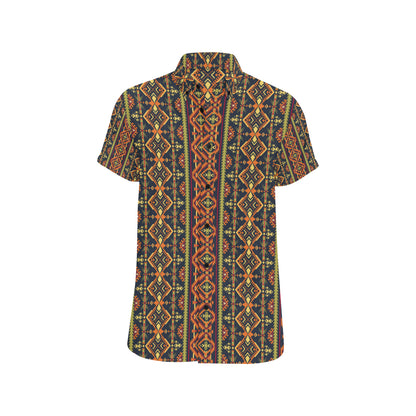 Kente Classic Design African Print Men's Short Sleeve Button Up Shirt
