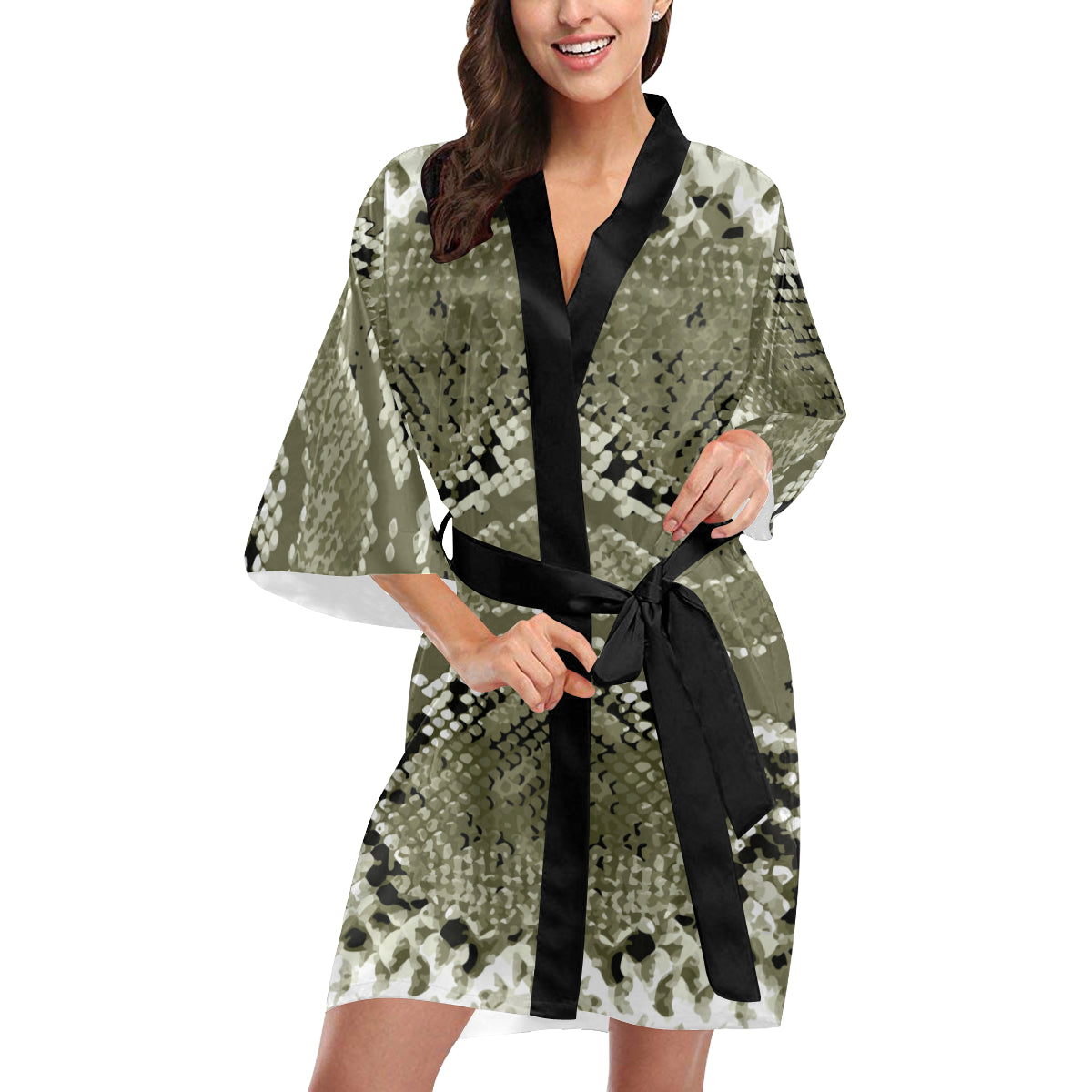 Python Pattern Print Design A04 Women's Short Kimono