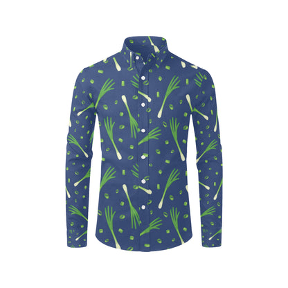 Leek Pattern Print Design 02 Men's Long Sleeve Shirt