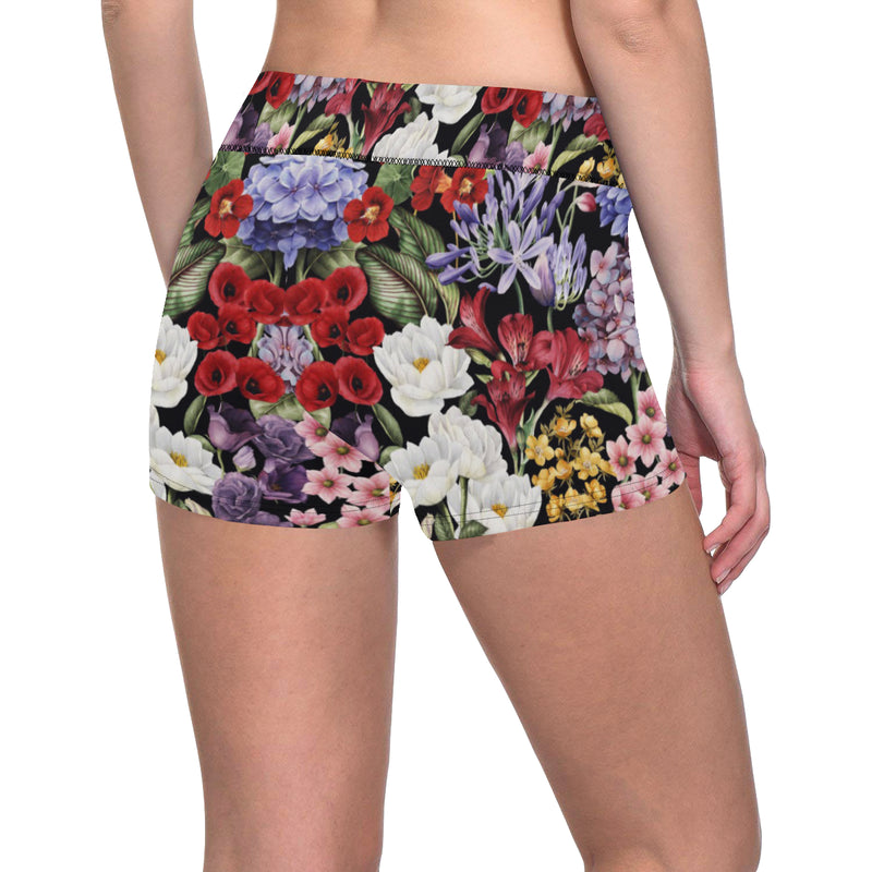 Summer Floral Pattern Print Design SF04 Yoga Shorts