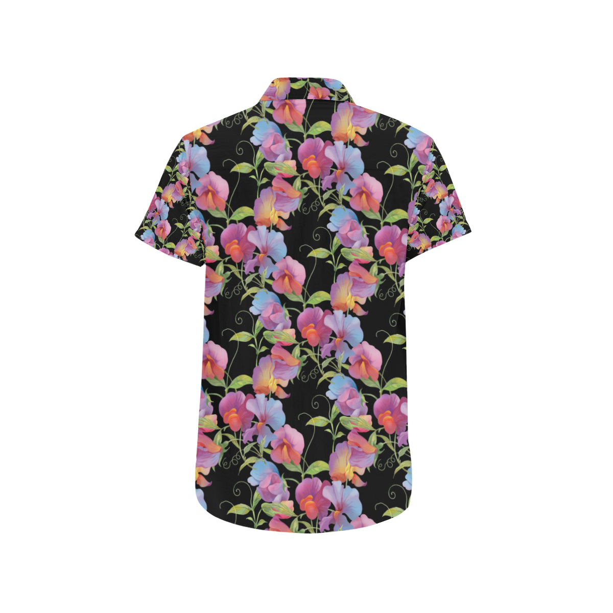 Peony Pattern Print Design PE012 Men's Short Sleeve Button Up Shirt