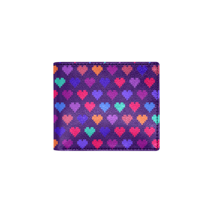 Heart Pixel Pattern Print Design HE03 Men's ID Card Wallet