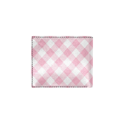 Gingham Pink Pattern Print Design 02 Men's ID Card Wallet