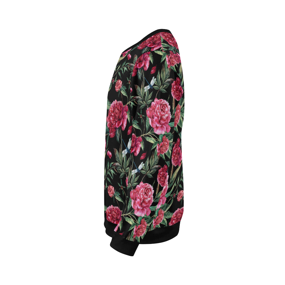 Peony Pattern Print Design PE04 Men Long Sleeve Sweatshirt