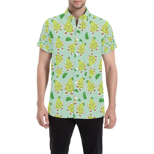 Avocado Pattern Print Design AC011 Men's Short Sleeve Button Up Shirt