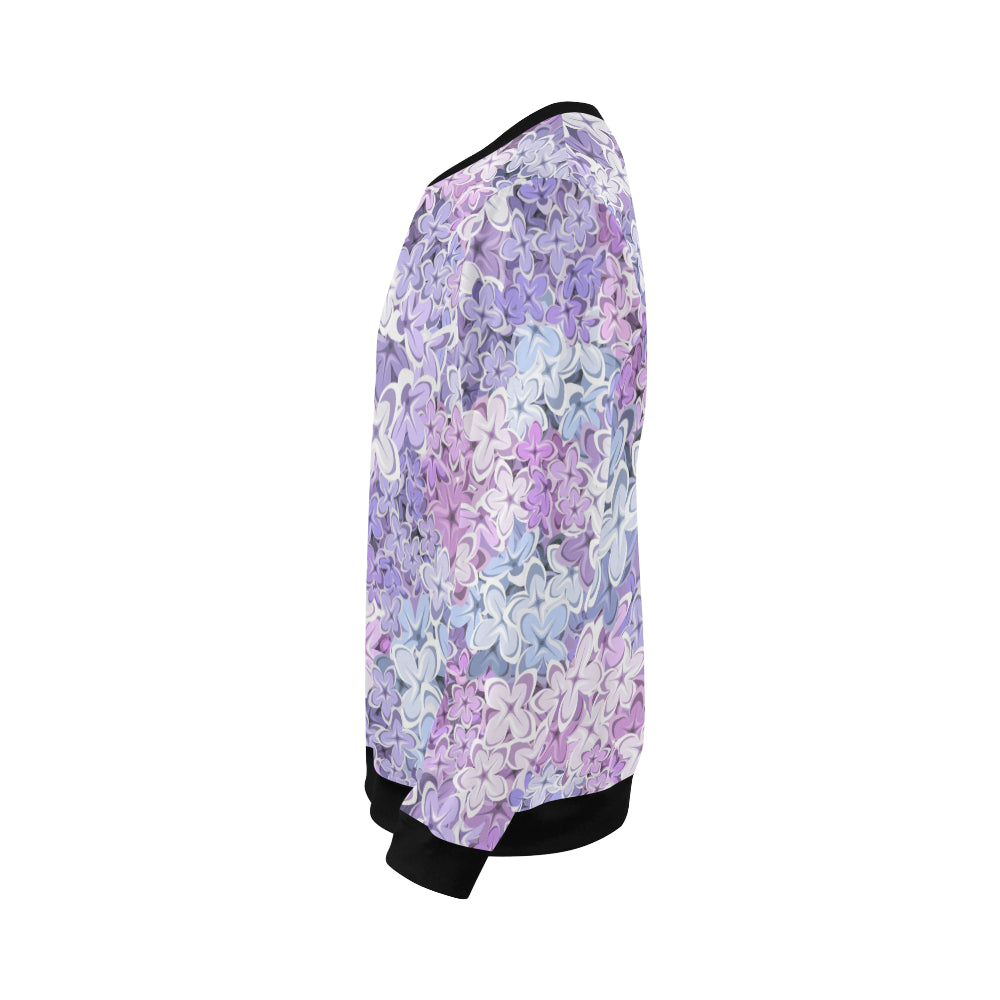 Lilac Pattern Print Design LI01 Men Long Sleeve Sweatshirt