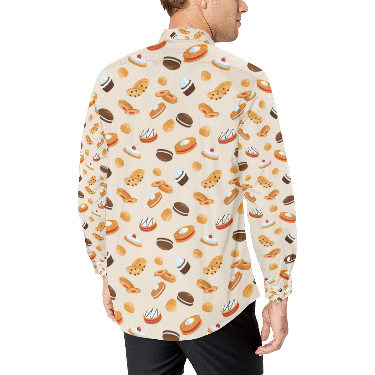 Biscuit Pattern Print Design 01 Men's Long Sleeve Shirt