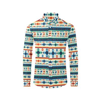 Aztec Pattern Print Design 02 Men's Long Sleeve Shirt