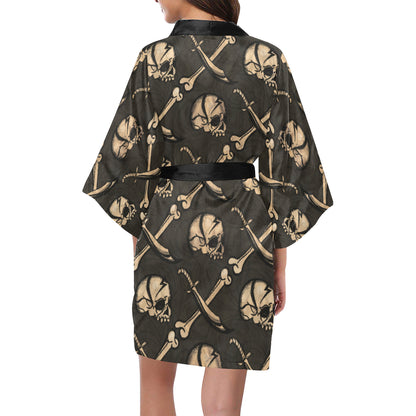 Pirate Pattern Print Design A03 Women's Short Kimono