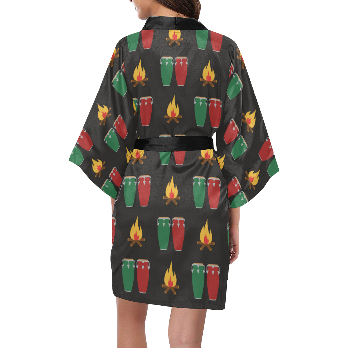 Conga Pattern Print Design 01 Women's Short Kimono