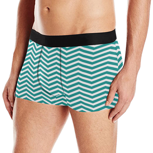 Chevron Teal Pattern Print Design 02 Men's Boxer Briefs