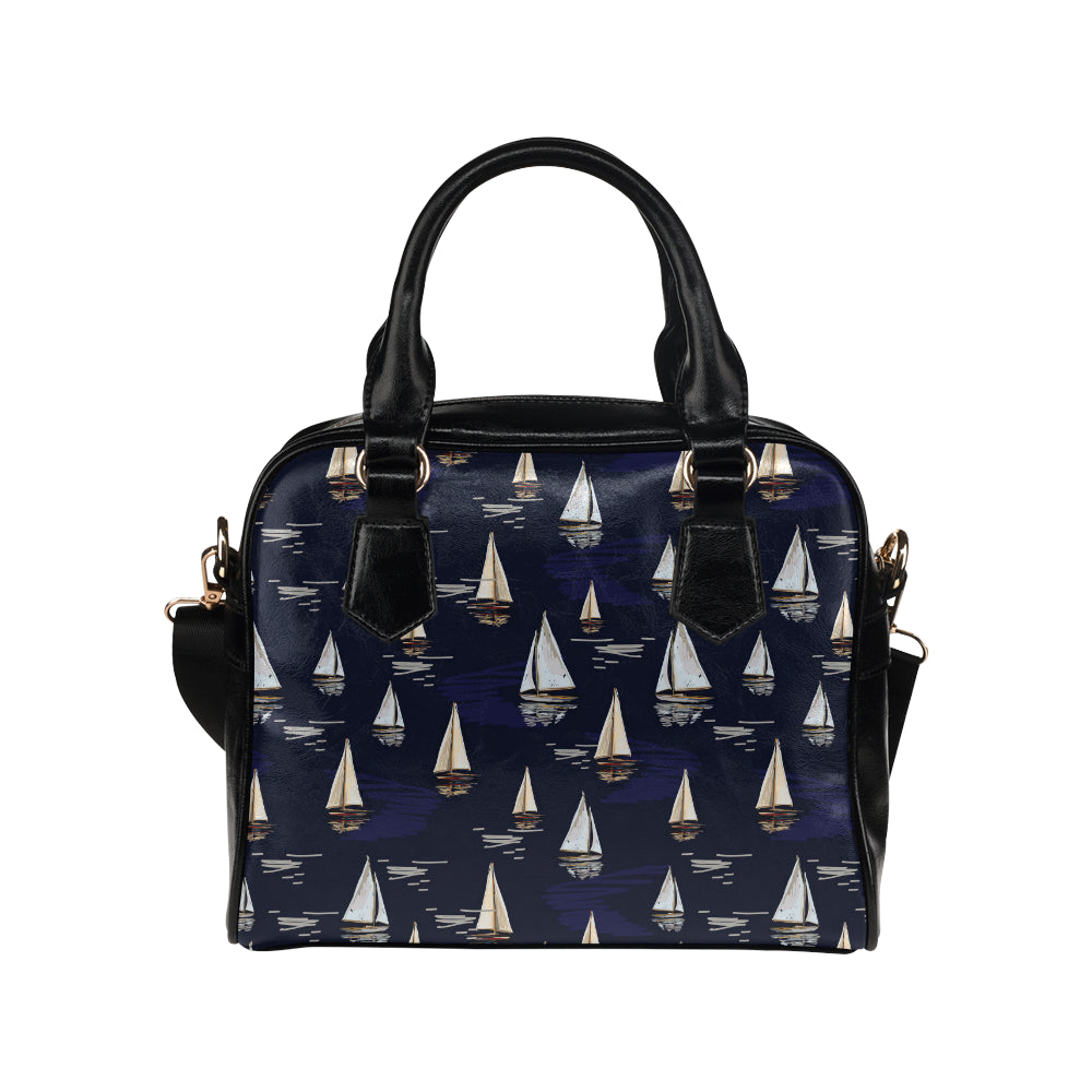 Sailing Ships Pattern Print Design A05 Shoulder Handbag