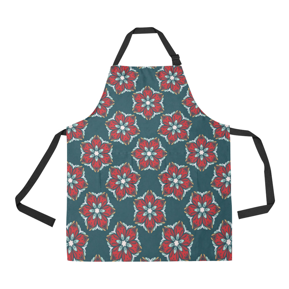 Poinsettia Pattern Print Design A03 Apron with Pocket