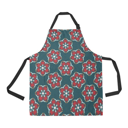 Poinsettia Pattern Print Design A03 Apron with Pocket