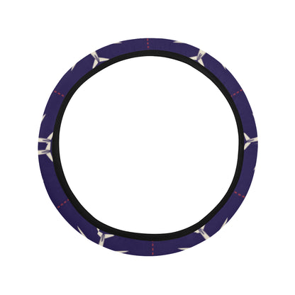 Airplane Pattern Print Design 03 Steering Wheel Cover with Elastic Edge