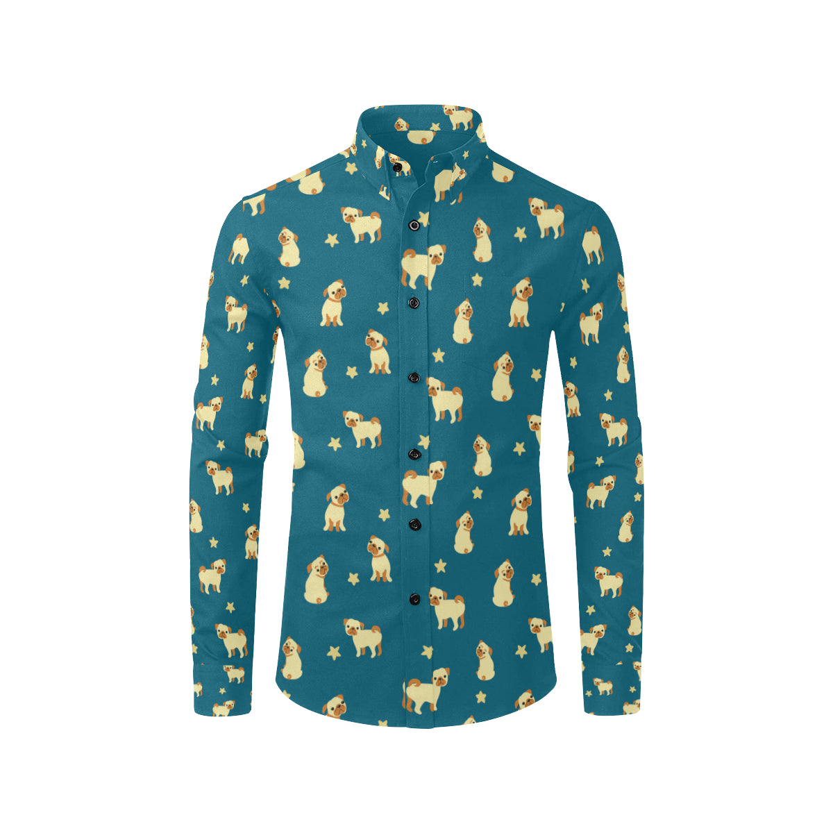 Pug Pattern Print Design A06 Men's Long Sleeve Shirt