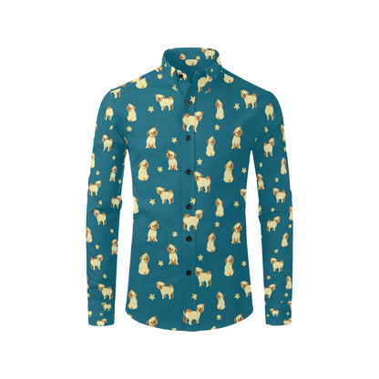 Pug Pattern Print Design A06 Men's Long Sleeve Shirt