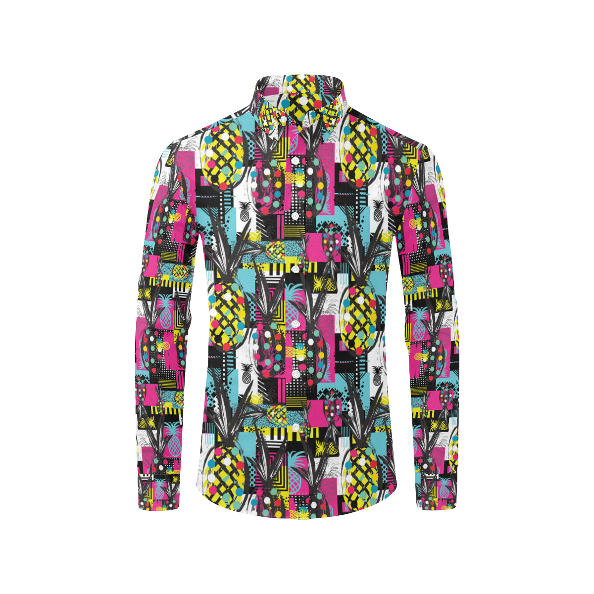 Pop Art Pineapple Pattern Print Design A02 Men's Long Sleeve Shirt