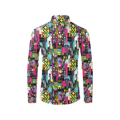 Pop Art Pineapple Pattern Print Design A02 Men's Long Sleeve Shirt