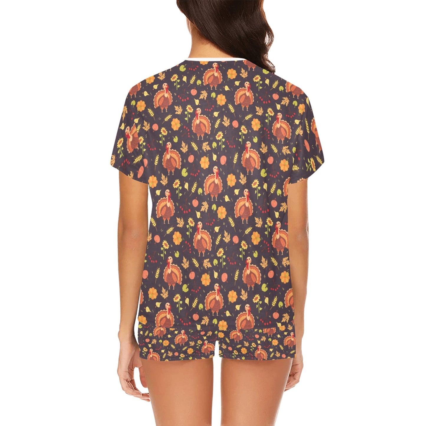 Thanksgiving Print Design LKS305 Women's Short Pajama Set