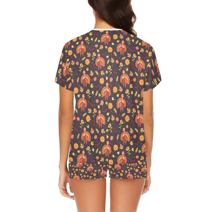 Thanksgiving Print Design LKS305 Women's Short Pajama Set