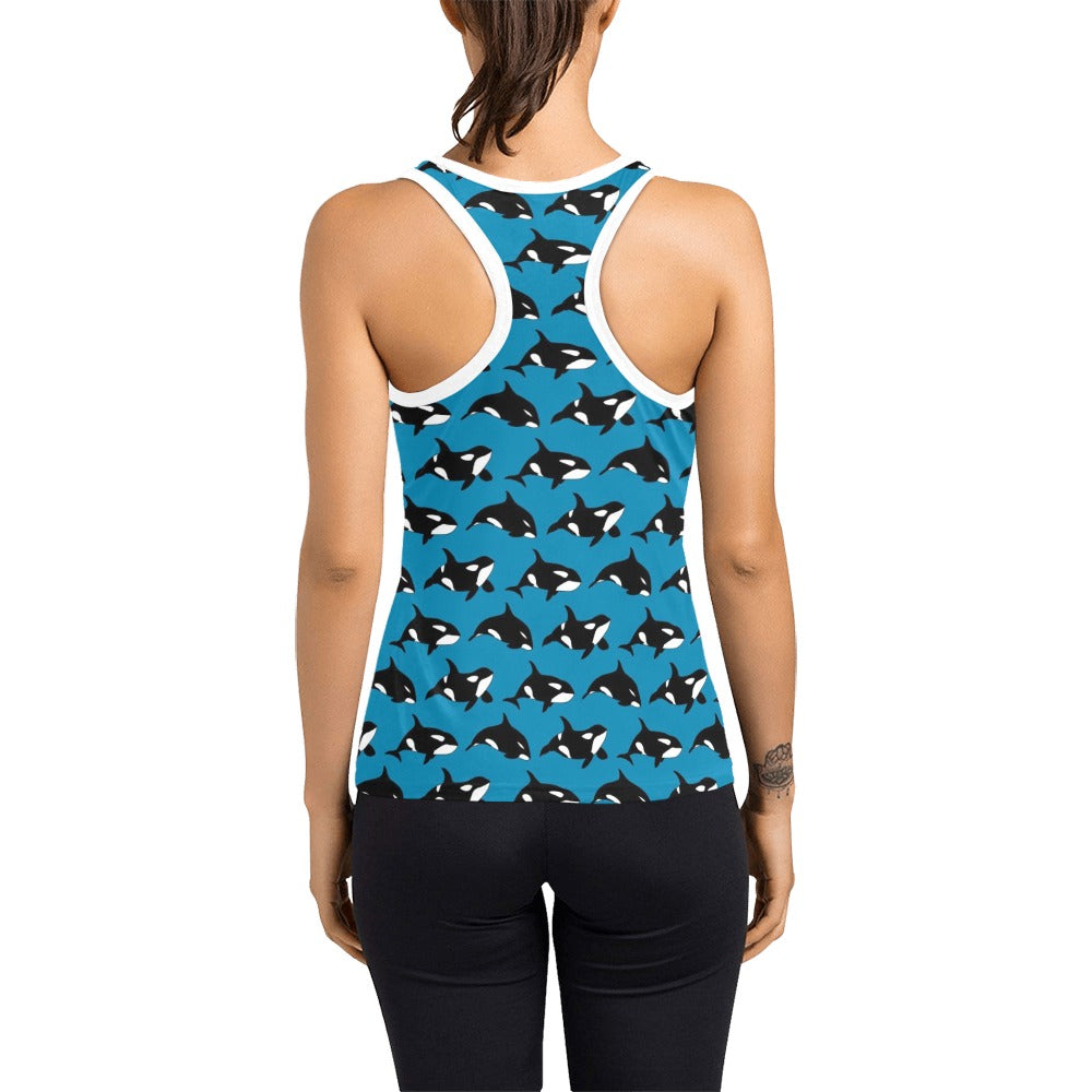 Whale Print Design LKS304 Women's Racerback Tank Top